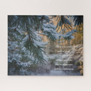Snow-covered pine tree in the winter forest jigsaw puzzle