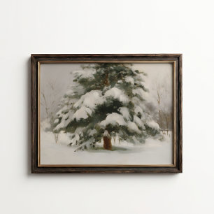 Snow Covered Pine Tree Winter Poster