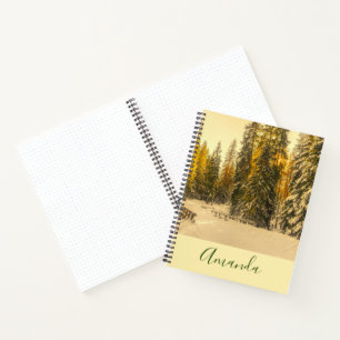 Snow Covered Pine Trees Forest Nature Photo Notebook