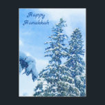 Snow Covered Pine Trees Hanukkah Holiday Card<br><div class="desc">Snow Covered Pine Trees Hanukkah Holiday Card! This was a scene from my front yard after 2 big snowfalls, the sky was an amazing colour of blue and these two pine trees stood majestically in the background. It just gave the whole place a feeling of a Winter Wonderland. A great...</div>