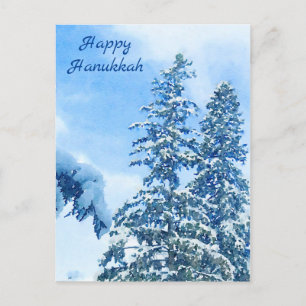 Snow Covered Pine Trees Hanukkah Holiday Card