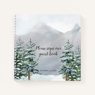 Snow Covered Pine Trees Mountains Snow Guest Book