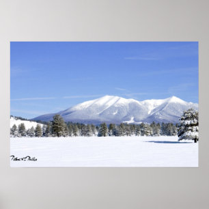 Snow Covered Prairie & San Francisco Peaks Arizona Poster
