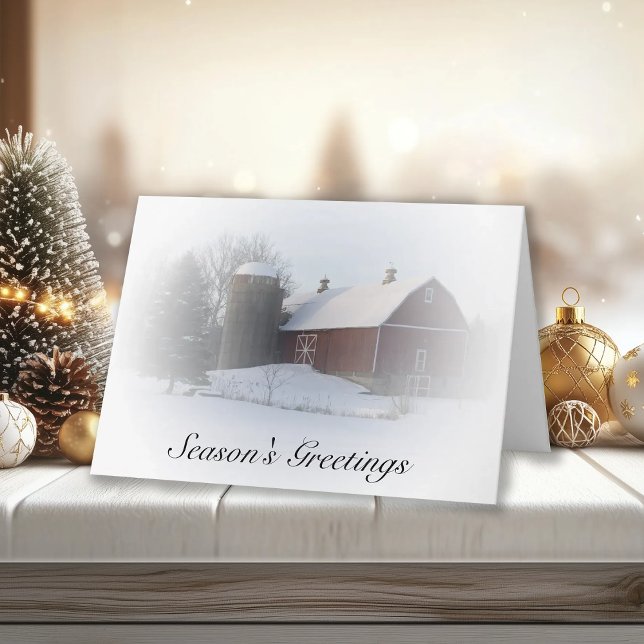 Snow Covered Red Barn Country Christmas Card (Creator Uploaded)