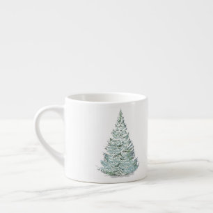 Snow Covered Spruce Tree Illustration Espresso Cup