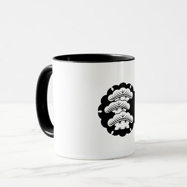 Snow-covered three-tiered pine in rice cake mug (Front Left)
