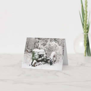Snow-covered Tractor Holiday Card