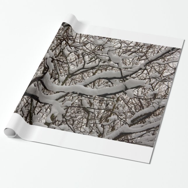 Snow covered tree branches wrapping paper (Unrolled)