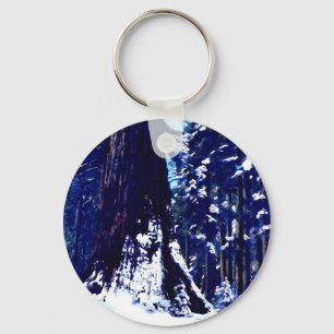 Snow Covered Tree Key Ring