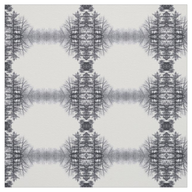 Snow-covered Trees and Hexagons Photo Fabric (Swatch)
