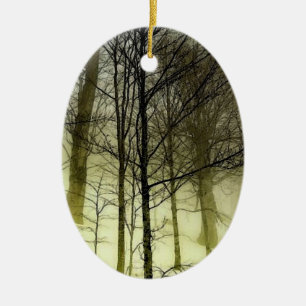 Snow Covered Trees Ceramic Ornament