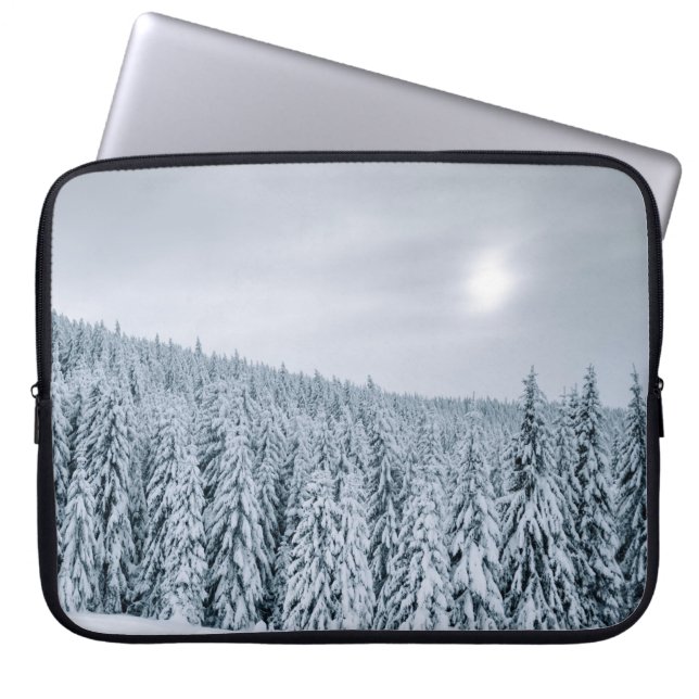 SNOW COVERED TREES DURING DAYTIME LAPTOP SLEEVE (Front)