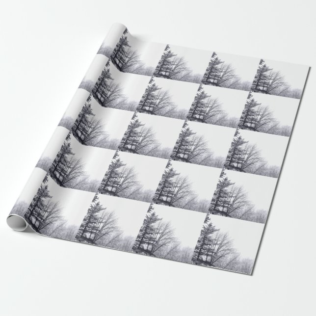 Snow-covered Trees: Horizontal Wrapping Paper (Unrolled)