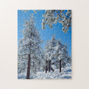 Snow-covered trees in the Laguna Mountains Jigsaw Puzzle