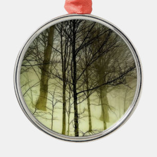 Snow Covered Trees Metal Ornament