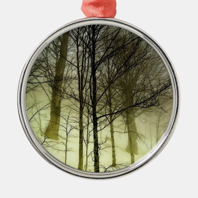 Snow Covered Trees Metal Ornament (Front)
