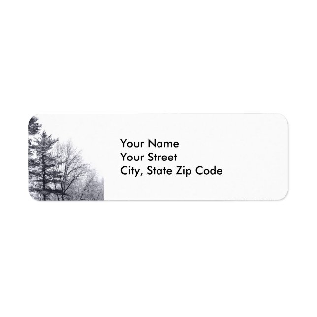 Snow-covered Trees: Vertical return address label (Front)
