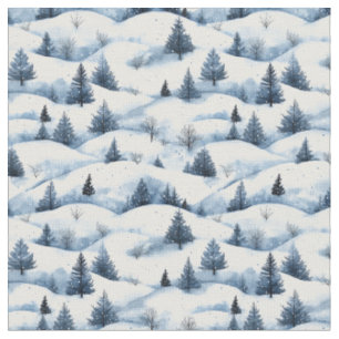 Snow Covered Winter Landscape Fabric