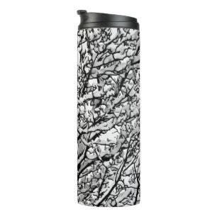 Snow Covered Winter Tree Branches Photo Thermal Tumbler