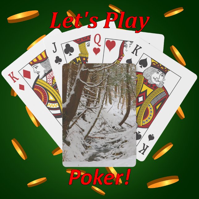 Snow Covered Wintery Forest Stream Scene Playing Cards (Creator Uploaded)