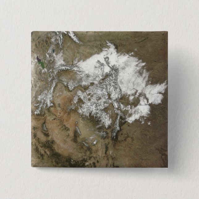 Snow covers the Rocky Mountains in United State 15 Cm Square Badge (Front)