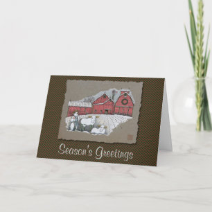 Snow Cows & Barn Holiday Card
