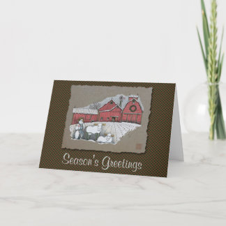 Snow Cows & Barn Holiday Card