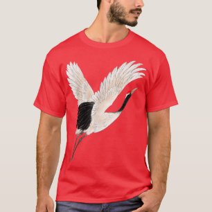 Snow Crane Big Bird Flying Shan Shui Graphic T-Shirt