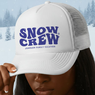 Snow Crew Winter Family Vacation Trip Blue Trucker Hat
