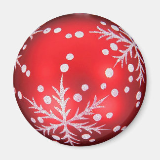 Snow-crystal red Christmas ball magnetic Magnet