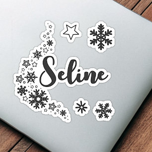Snow Crystals Stars Custom Name Cute Graphic Sweet