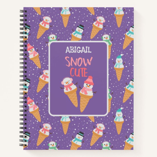 Snow Cute Snowman Snow Cone Winter Notebook (Front)