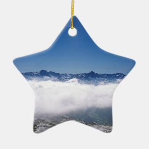 Snow Davos Switzerland Holiday Card Poster Photo B Ceramic Ornament