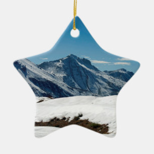 Snow Davos Switzerland Holiday Card Poster Photo B Ceramic Ornament