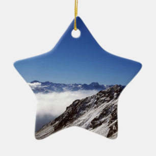 Snow Davos Switzerland Holiday Card Poster Photo B Ceramic Ornament