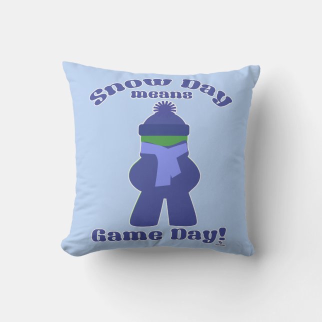 Snow Day Gamer Winter Cold Meeple Fun Joy Cushion (Front)