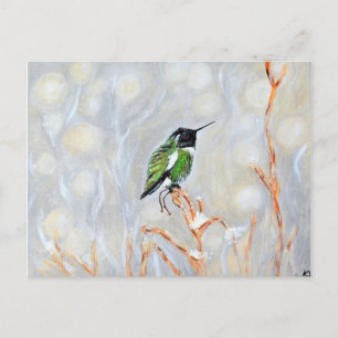 Snow Day Hummingbird Painting Postcard