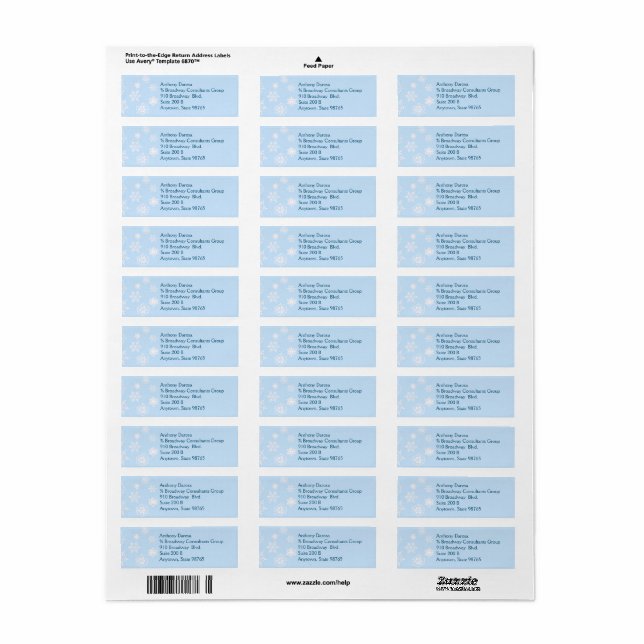 Snow Day Return Address Label (Full Sheet)
