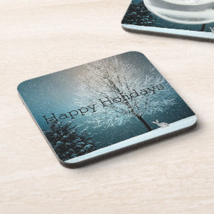 Snow Day, Snow Covered Tree, Bunny Coaster
