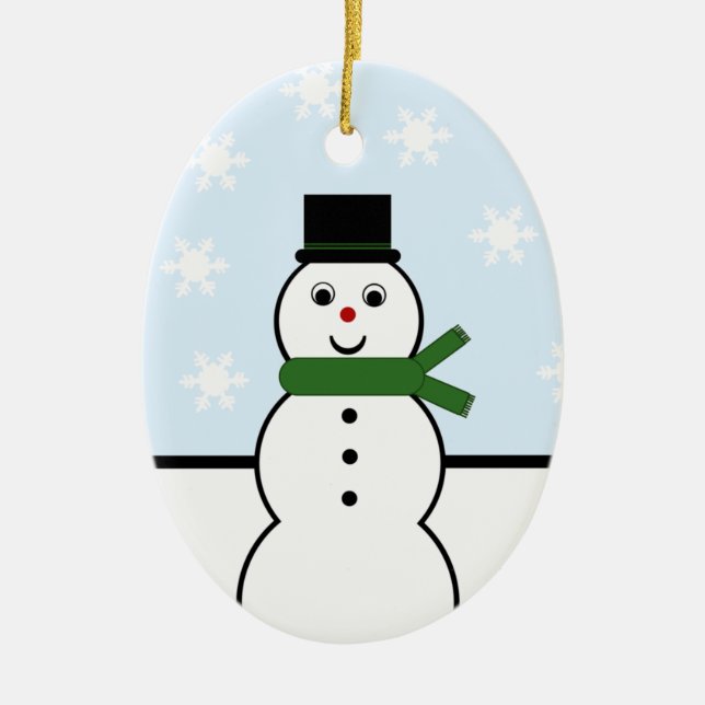 Snow Day Snowman Oval Ornament (Front)