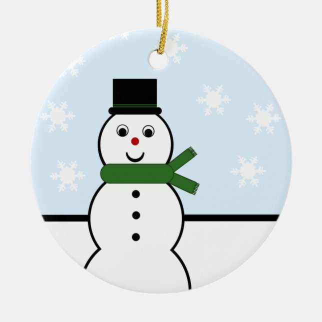 Snow Day Snowman Round Ornament (Front)
