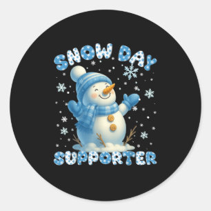 Snow Day Supporter Cute Snowman Snowflake Christma Classic Round Sticker