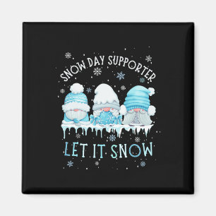Snow Day Supporter Let It Snow Cute Blue Gnome Xma Magnet