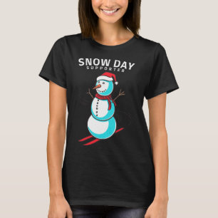 Snow Day Supporter - Winter Snowman Skiing T-Shirt