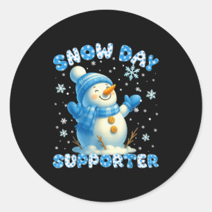 Snow Day Suprter Cute Snowman Snowflake Christmas  Classic Round Sticker