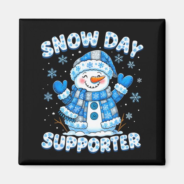 Snow Day Suprter Cute Snowman Snowflake Christmas  Magnet (Front)