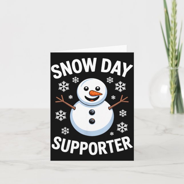 Snow Day Suprter Snow Snowflake Snowman Winter Tea Card (Front)