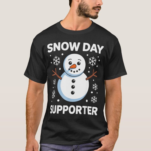 Snow Day Suprter Snow Snowflake Snowman Winter Tea T-Shirt (Front)