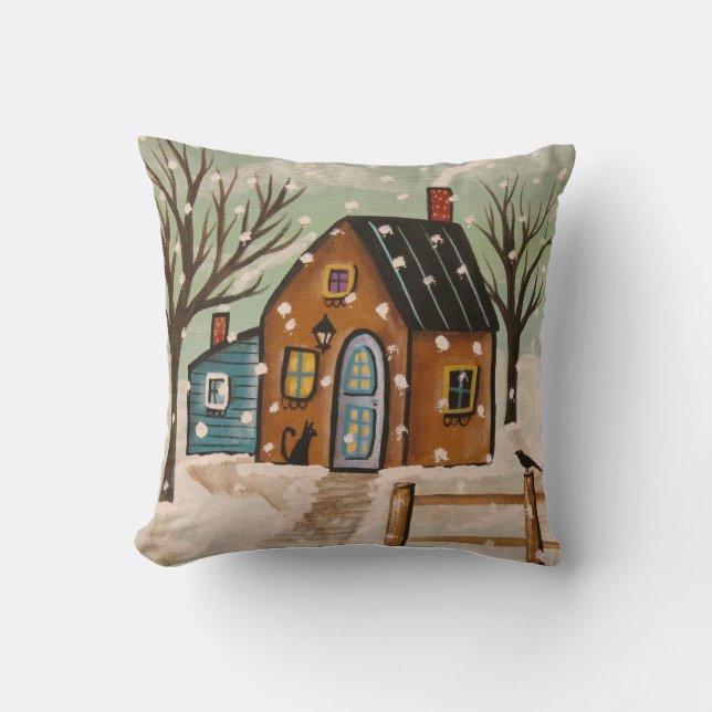 Snow Day Throw Pillow in 3 Sizes (Front)