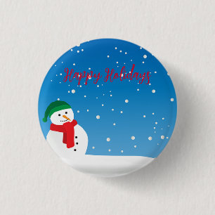 Snow Day with Snow Man and Snowflakes 3 Cm Round Badge
